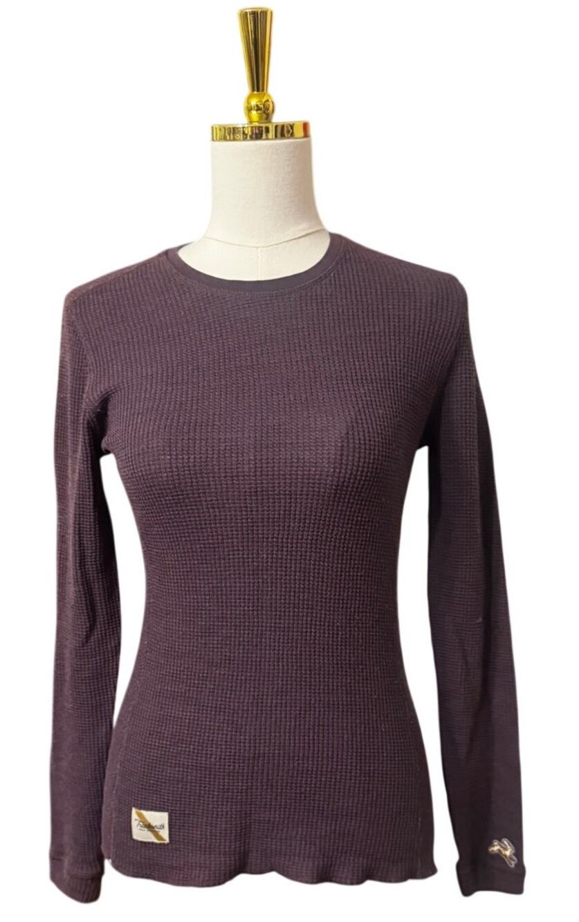 Tracksmith Women's Waffle Knit Thermal Long Sleeve Top Purple Running Layer (S)